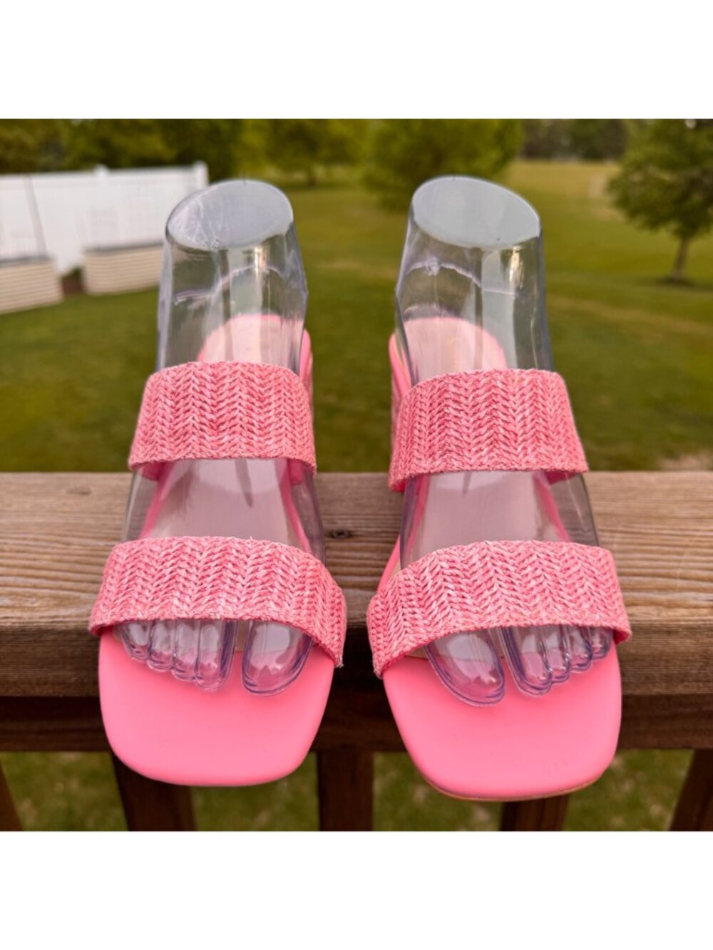 Seychelles Womens Charli Heel Sandals Pink  8.5 Woven Strap Casual Chic Summer - Picture 9 of 12